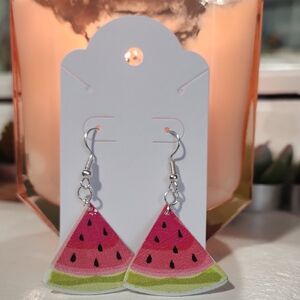 Handmade Watermelon Slice Earrings